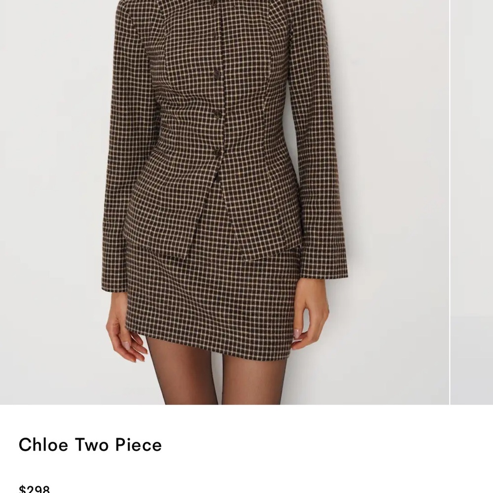 Reformation Brown Check Mini Dress Set